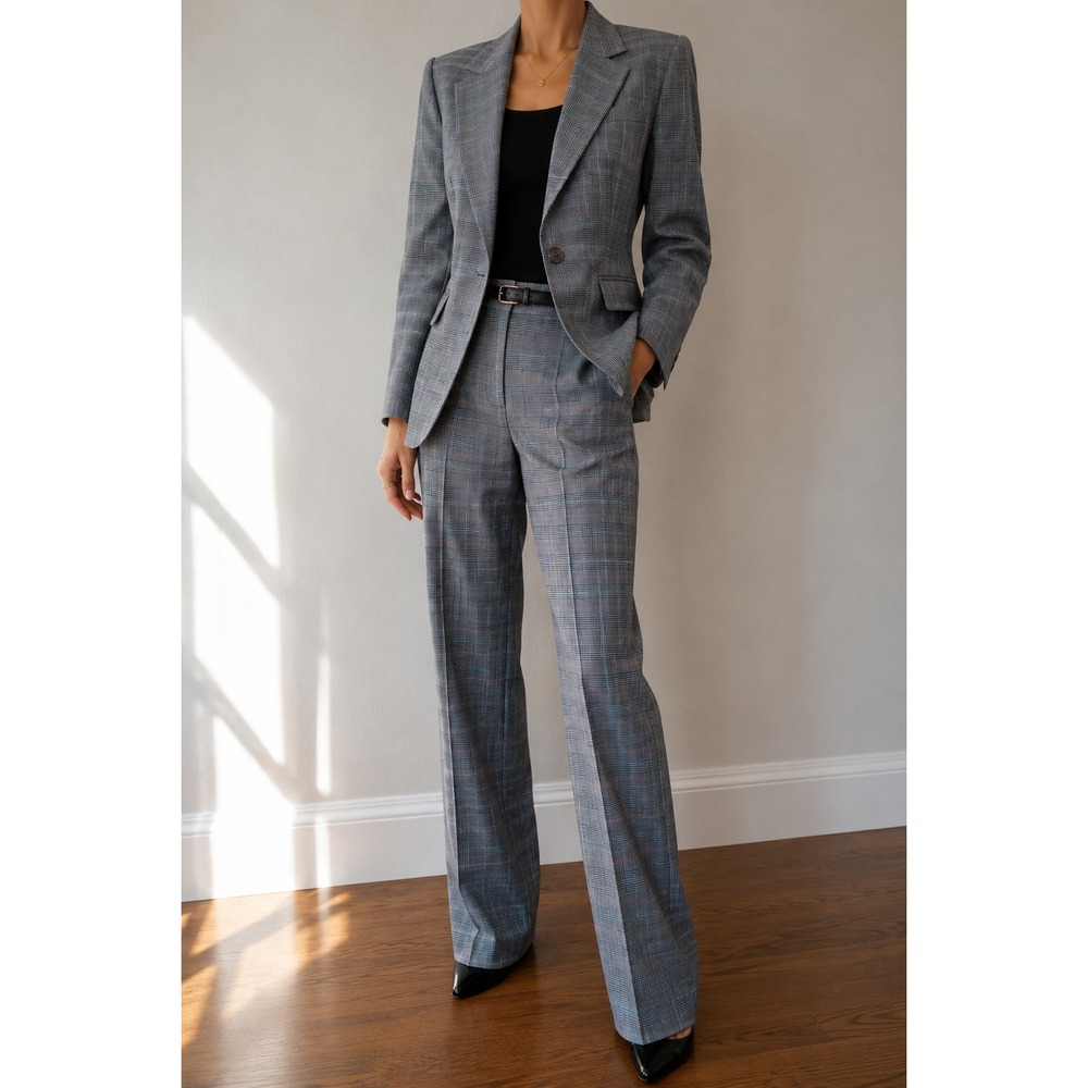 Vintage 90s Amanda Smith Plaid Pantsuit 10 Power Suit Office Career Blazer Set